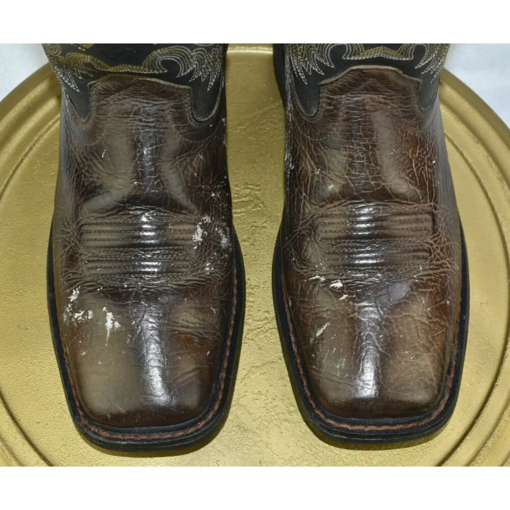 Ariat WorkHog Youth Boys Size 5 Wide‎ Square Toe Boots Bruin Brown -Flaws-